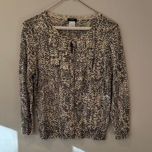 J. Crew Black and Cream Abstract Sweater